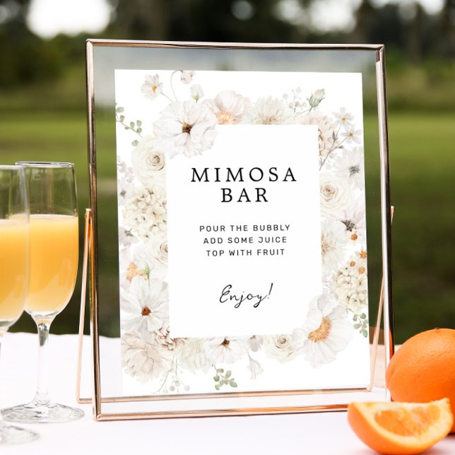 Poster Symbole de la barre de Mimosa à la floraison blanc (Créateur téléchargé)