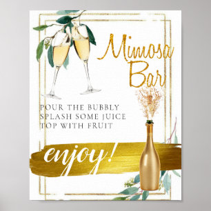 Poster Symbole de la barre Mimosa de Brunch Élégant de l'