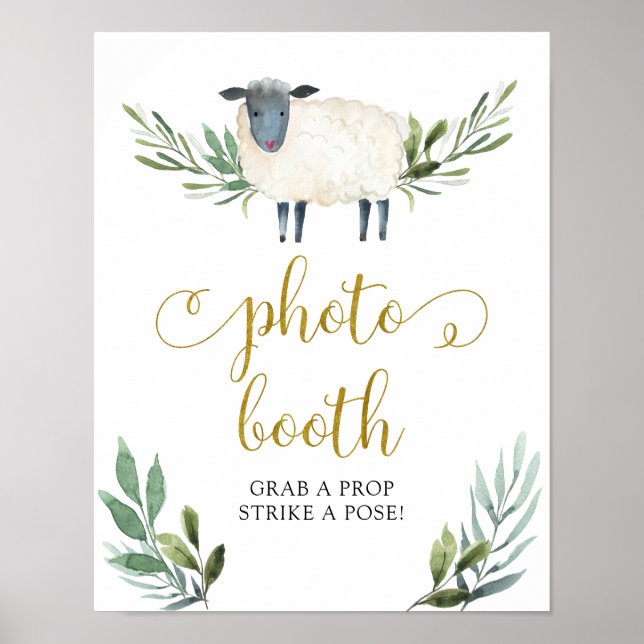 Poster Symbole de la cabine photo Sweet Little Lamb Green (Devant)
