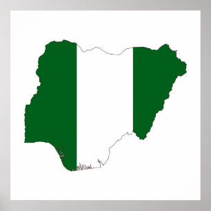 Poster symbole de la carte du drapeau du pays nigeria