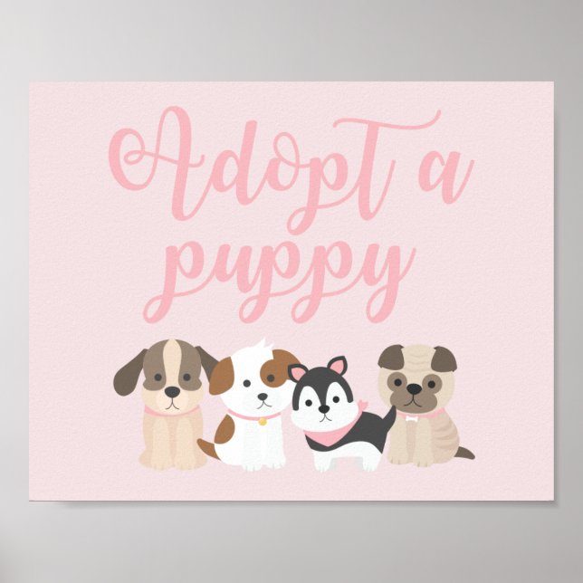 Poster Symbole de la fête d'anniversaire du chiot Adoptez (Devant)