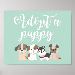 Poster Symbole de la fête d'anniversaire du chiot Adoptez