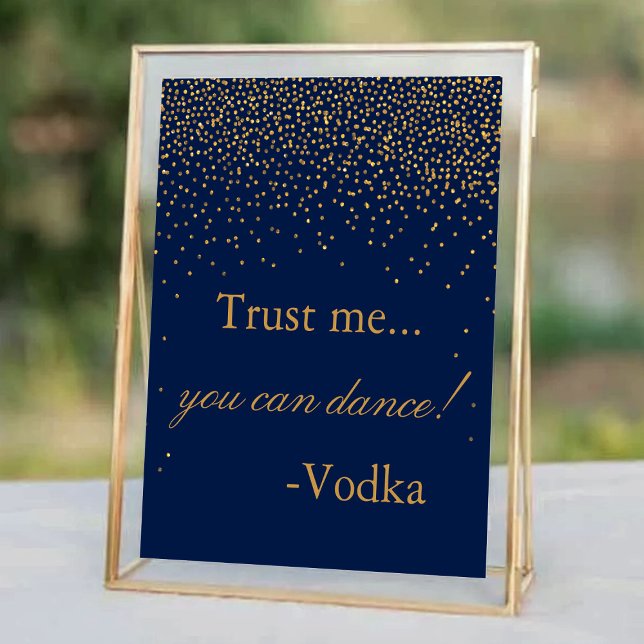 Poster Symbole de la fête de mariage Marine Blue & Glam G (Créateur téléchargé)
