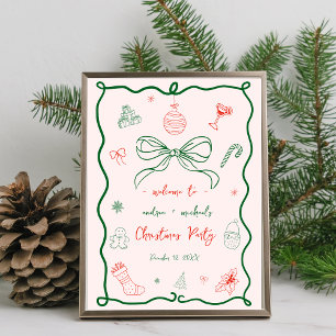 Poster Symbole de la fête de Noël tiré à la main