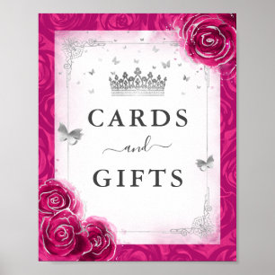 Poster Symbole de la fête des cartes et cadeaux en argent