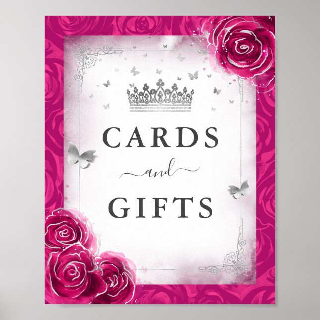 Poster Symbole de la fête des cartes et cadeaux en argent (Devant)