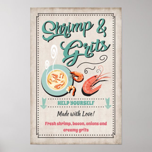 Poster Symbole de la fête des crevettes et crevettes (Devant)