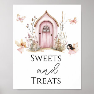 Poster Symbole de la fête des fées de bois rose Douceurs 