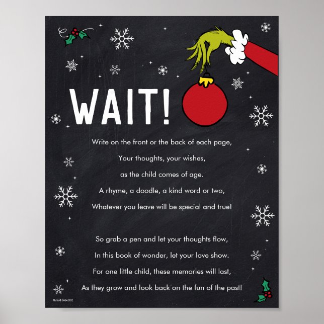 Poster Symbole de la fête du livre d'invité Grinch Chalkb (Devant)
