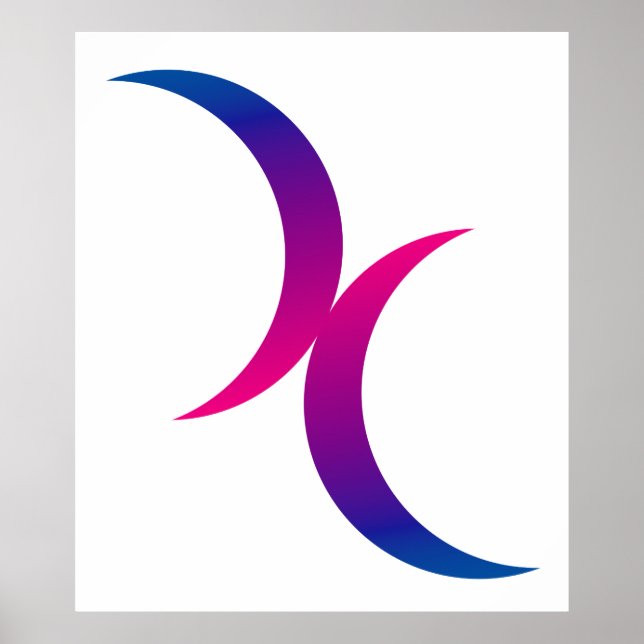Poster Symbole de la fierté bisexuelle de la lune double  (Devant)