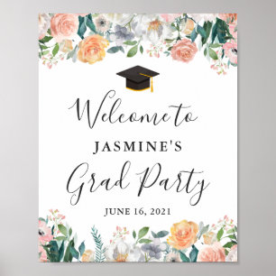 Poster Symbole de la Fille Garden Rose Floral Graduation