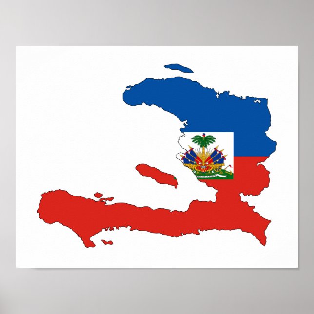 Poster symbole de la forme de la carte du drapeau haïtien (Devant)