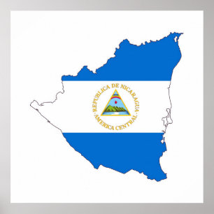 Poster symbole de la forme du drapeau du pays du nicaragu