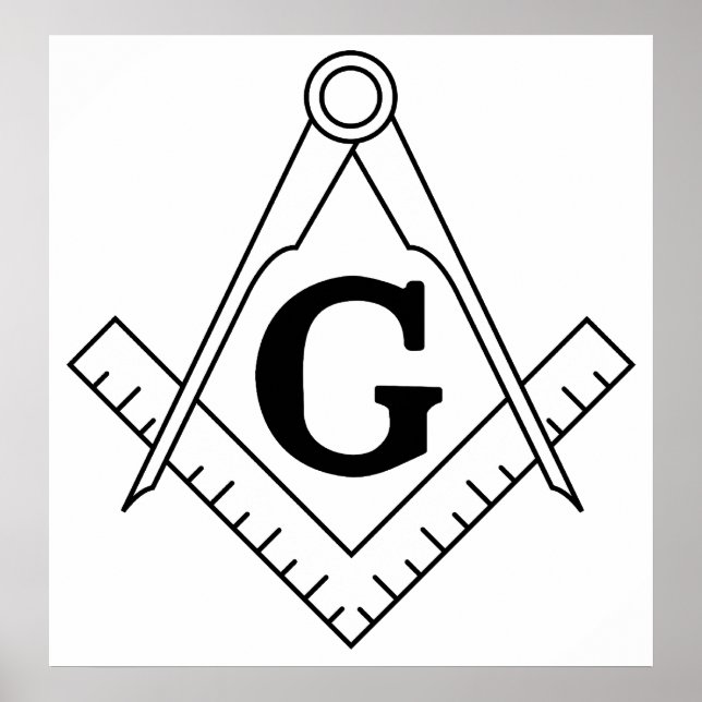 Poster Symbole de la franc-maçonnerie du Carré et du Comp (Devant)