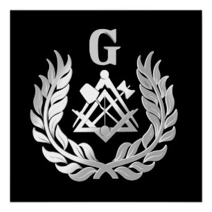 Poster Symbole de la maçonnerie argent