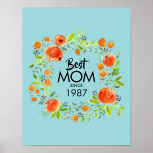Poster Symbole de la meilleure maman depuis l'aquarelle F