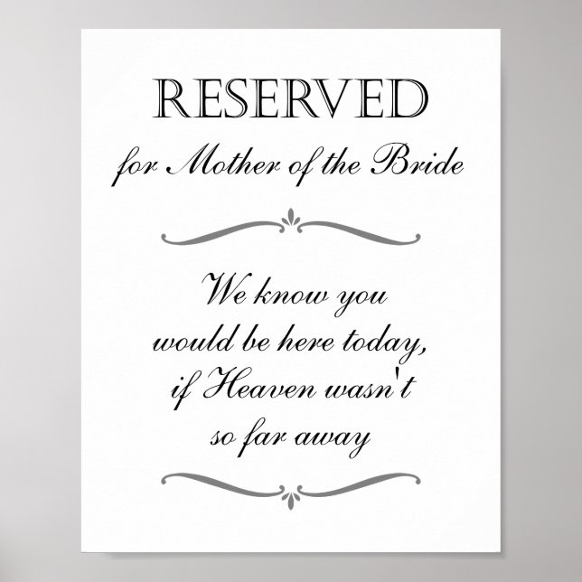 Poster Symbole de la Mère du Ciel de Mariée Réservé (Devant)