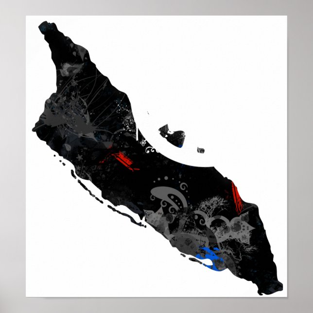 Poster SYMBOLE DE LA PAIX Aruba avec carte d'Aruba (Devant)