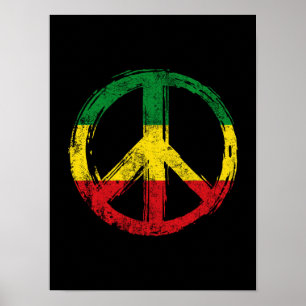 Poster Symbole de la paix avec des couleurs de reggae