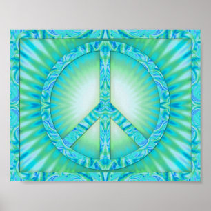 Poster Symbole de la paix Bleu-vert