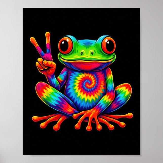 Poster Symbole de la Paix de la Grenouille teinte cravate (Devant)