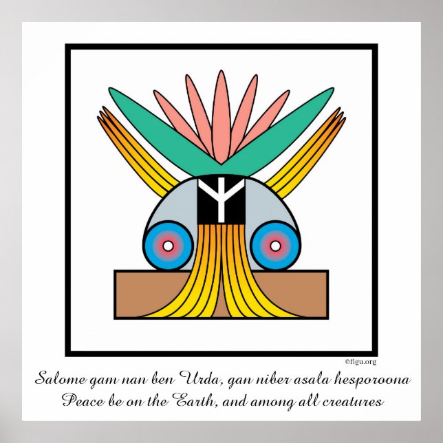 Poster Symbole de la Paix de Salome et mantra de méditati (Devant)