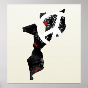 Poster SYMBOLE DE LA PAIX MOTORISTIQUE AVEC CARTE DU Moza