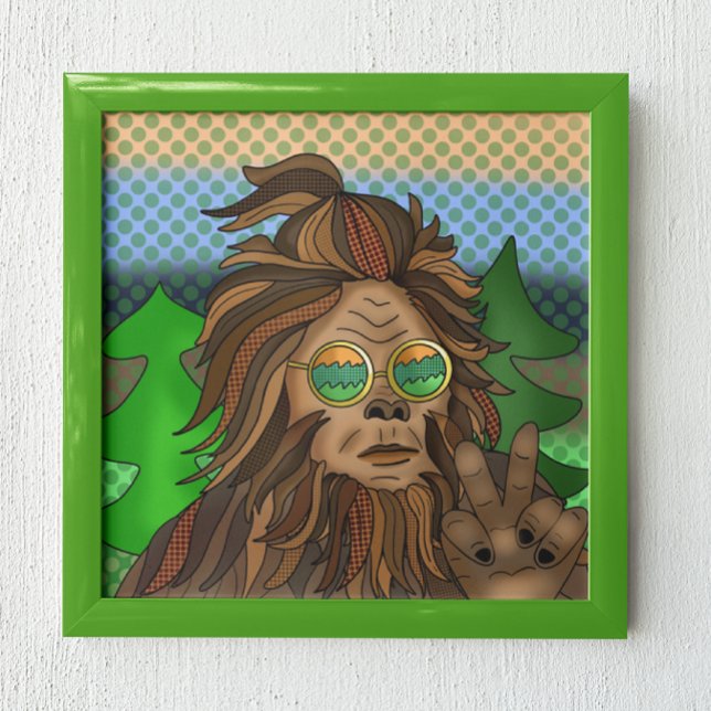 Poster SYMBOLE DE LA PAIX Sasquatch | Retro Bigfoot (Créateur téléchargé)
