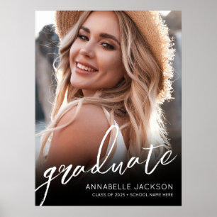 Poster Symbole de la partie de graduation photo en noir b