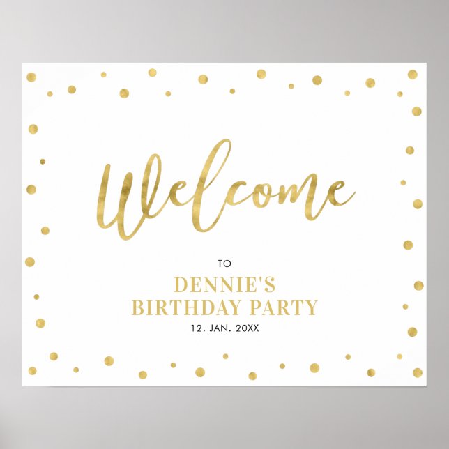 Poster Symbole de la Soirée Confetti moderne Gold Letting (Devant)