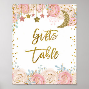 Poster Symbole de la table Cadeaux étoile scintillante or