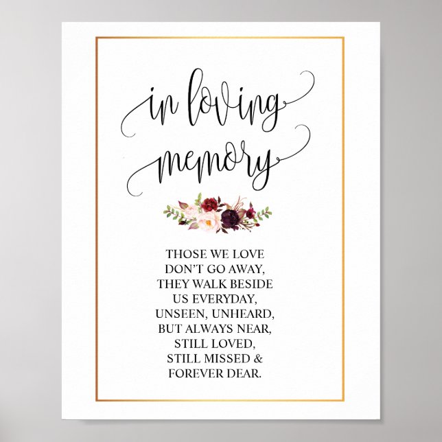 Poster Symbole de la table commémorative Mariage en mémoi (Devant)