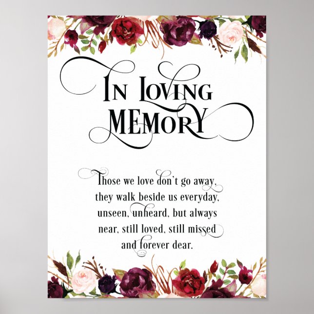Poster Symbole de la table commémorative Mariage en mémoi (Devant)
