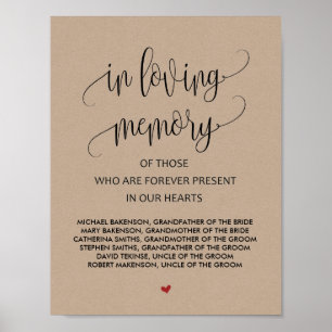 Poster Symbole de la table commémorative Mariage en mémoi