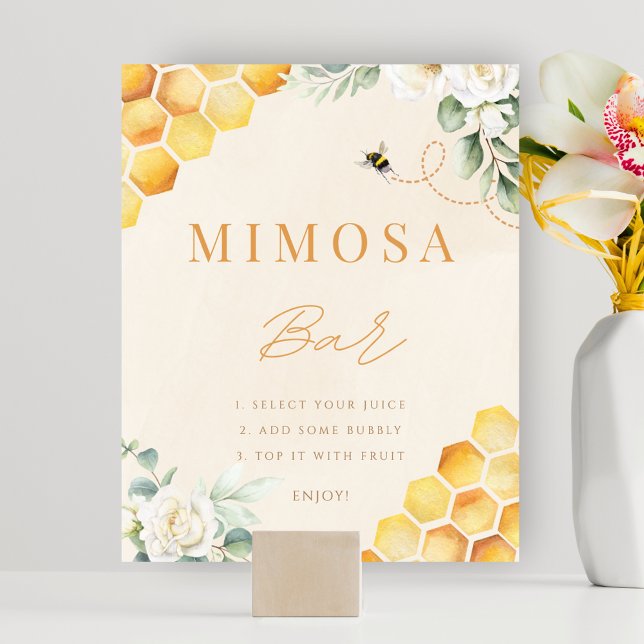 Poster Symbole de la table de bar Miel Bee Shoe (Honey Bee Shower Mimosa Bar Tabletop Sign Poster )