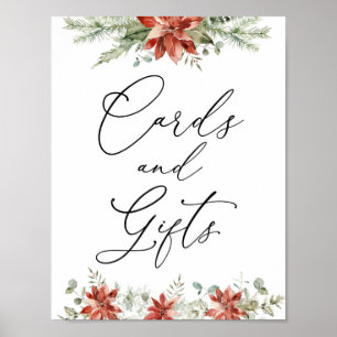 Poster Symbole de la verdure d'hiver Poinsettias Cartes e