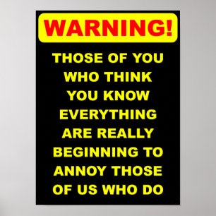Poster Symbole de l'affiche amusant Know-It-All