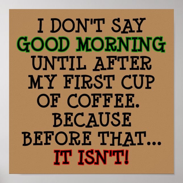 Poster Symbole de l'affiche du café amusant Good Morny (Devant)