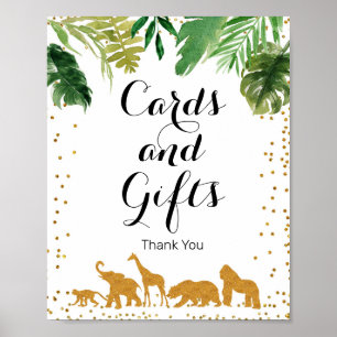 Poster Symbole de l'animal de safari Gold Watercolor Cart