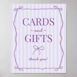 Poster Symbole de Lavande de Bow Coquette violette Cartes