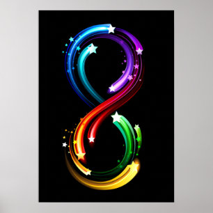 Poster Symbole de l'infini de comètes arc-en-ciel
