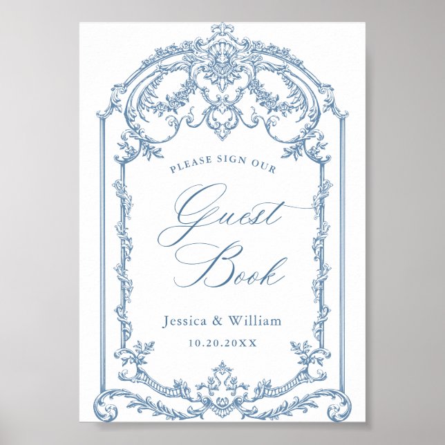 Poster Symbole de l'Ornat victorien Grace Floral Bleu (Devant)