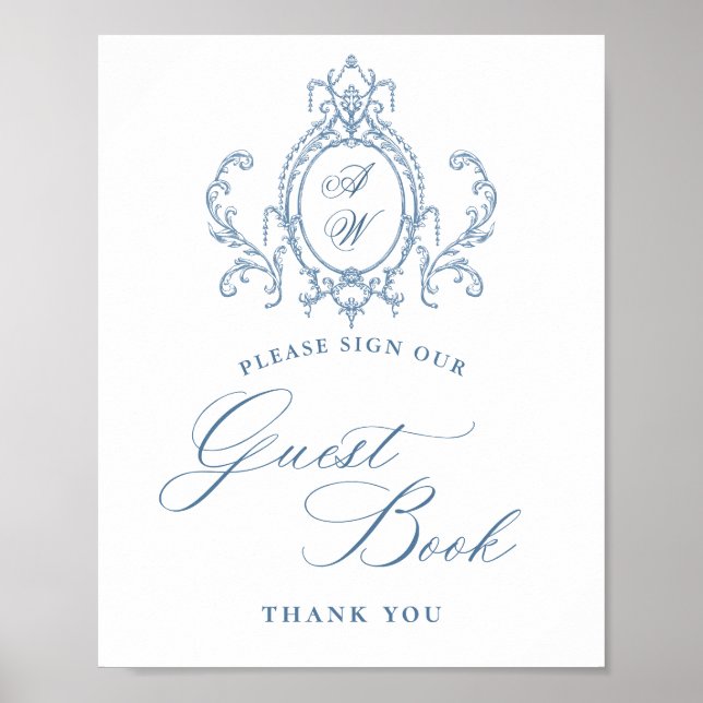 Poster Symbole de l'Ornat victorien Grace Floral Bleu (Devant)
