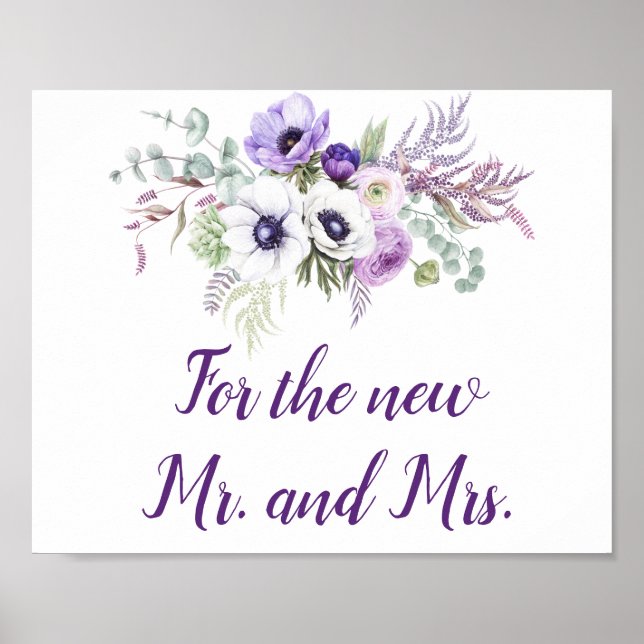 Poster Symbole de mariage blanc violet Lavande Cartes et  (Devant)