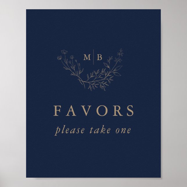 Poster Symbole de mariage minimal de Monogramme d'or de l (Devant)