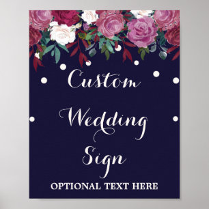 Poster Symbole de mariage personnalisé Marsala & Burgundy