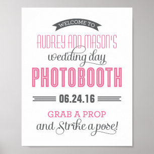 Poster Symbole de mariage personnalisé rose et gris