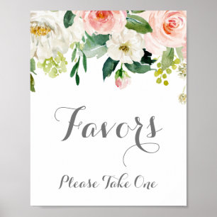 Poster Symbole de mariage rose et blanc Fleur
