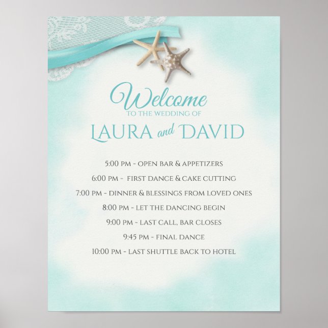 Poster Symbole de mariage Starfish Beach et Timeline (Devant)