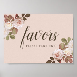 Poster Symbole de mariage vintage Rose Favor